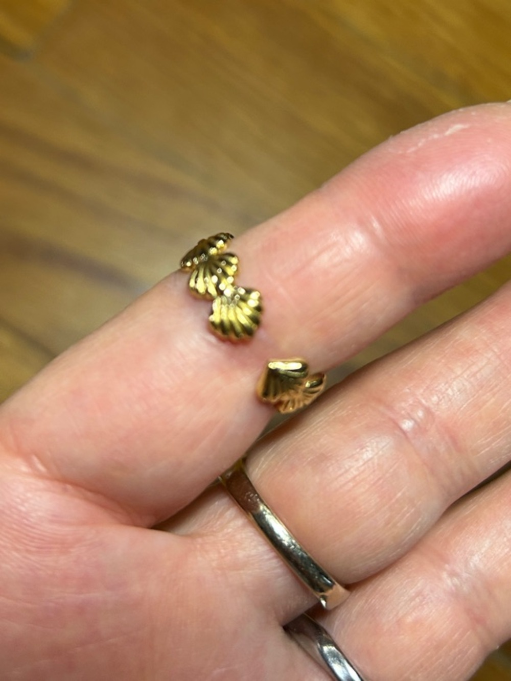 3/$25 Gold Seashell Pattern Stackable Ring - Picture 3 of 8